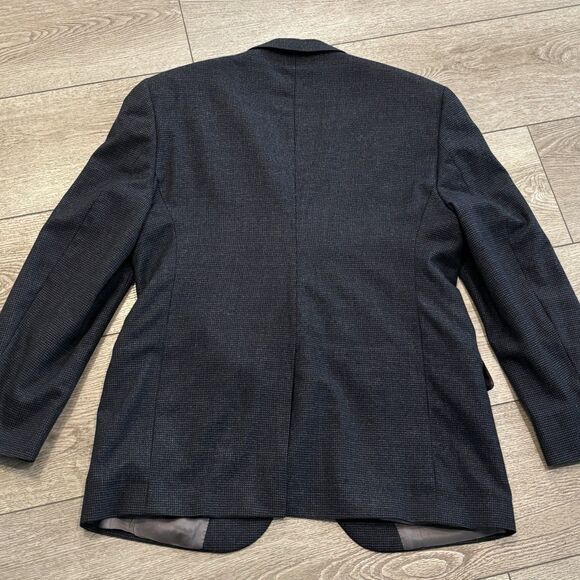 Cremieux Loro Piana Blazer Mens 44R Blue Houndstooth Wool Two Button Sport Coat - Picture 9 of 13